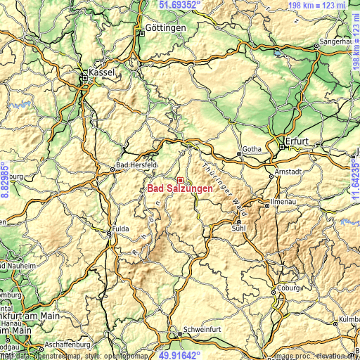 Topographic map of Bad Salzungen