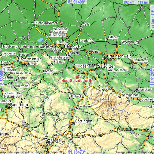 Topographic map of Bad Salzdetfurth