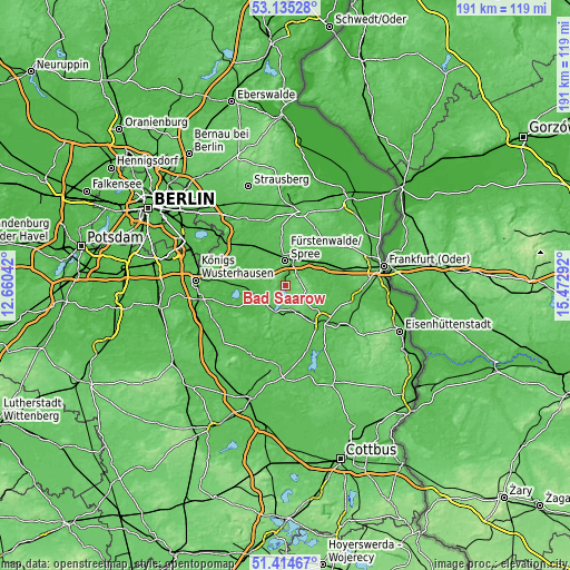 Topographic map of Bad Saarow