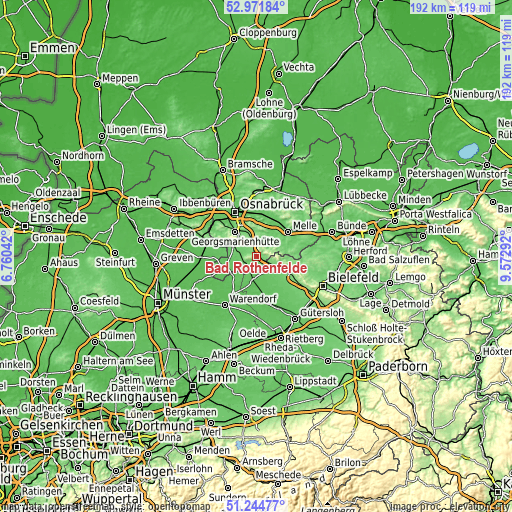 Topographic map of Bad Rothenfelde
