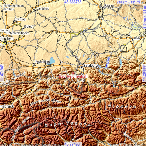 Topographic map of Bad Reichenhall