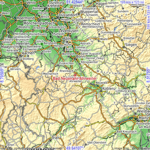 Topographic map of Bad Neuenahr-Ahrweiler