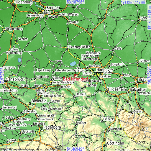 Topographic map of Bad Nenndorf