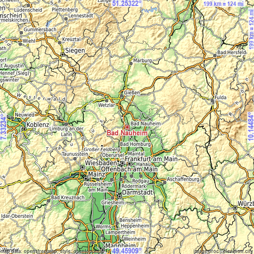 Topographic map of Bad Nauheim