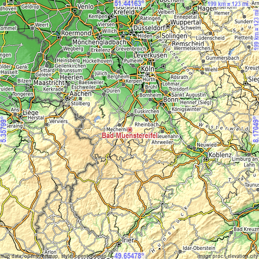 Topographic map of Bad Münstereifel