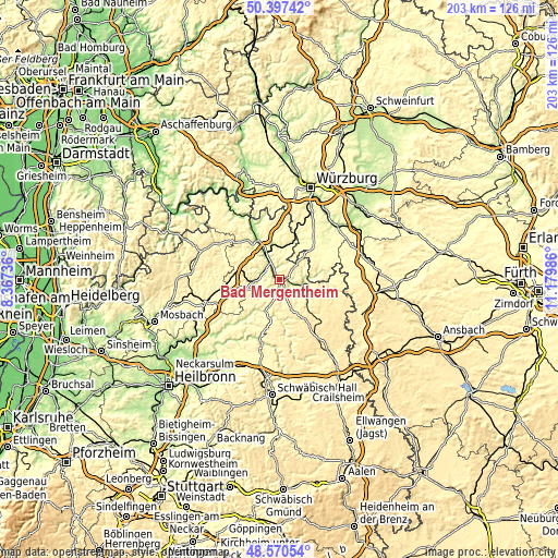 Topographic map of Bad Mergentheim