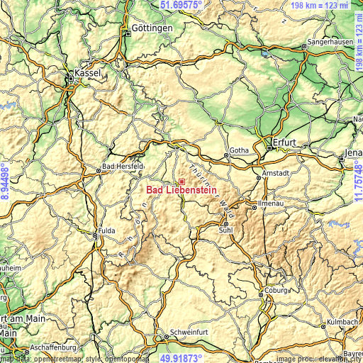 Topographic map of Bad Liebenstein