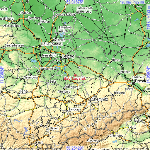 Topographic map of Bad Lausick