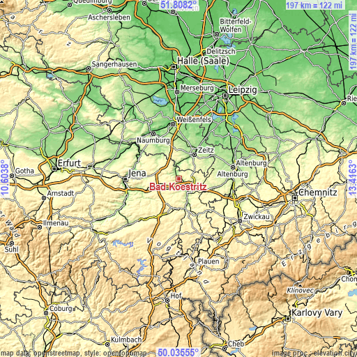 Topographic map of Bad Köstritz