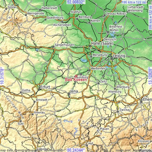 Topographic map of Bad Kösen