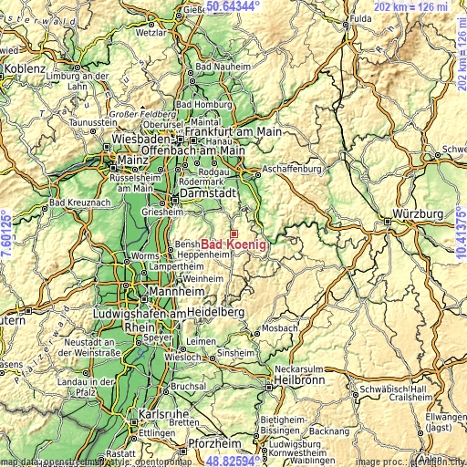 Topographic map of Bad König