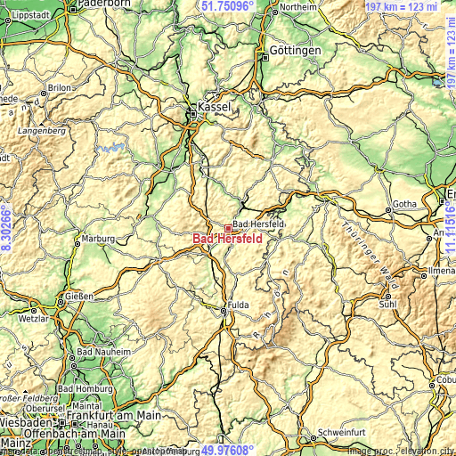 Topographic map of Bad Hersfeld