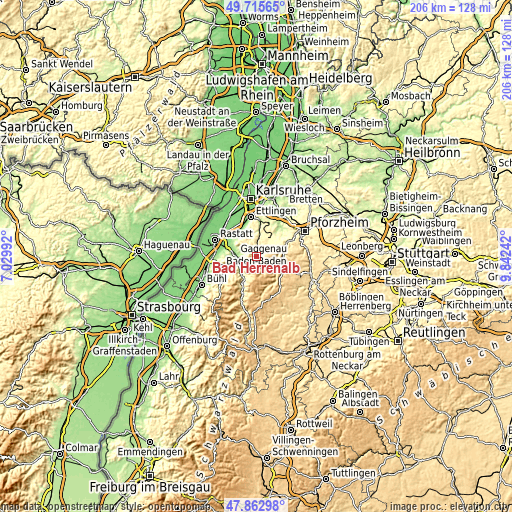 Topographic map of Bad Herrenalb
