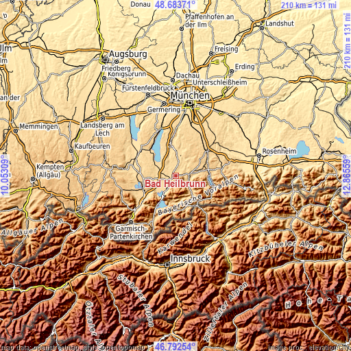 Topographic map of Bad Heilbrunn