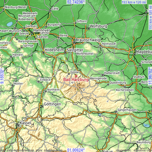 Topographic map of Bad Harzburg