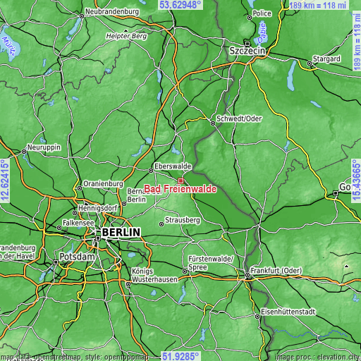 Topographic map of Bad Freienwalde