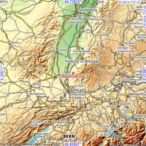 Topographic map of Badenweiler