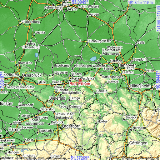 Topographic map of Bad Eilsen