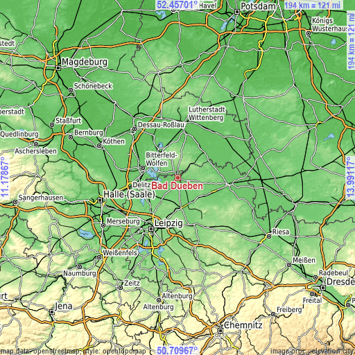 Topographic map of Bad Düben