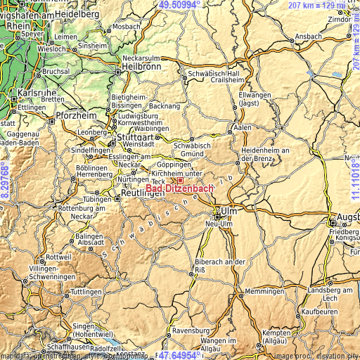 Topographic map of Bad Ditzenbach