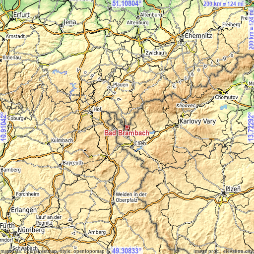 Topographic map of Bad Brambach