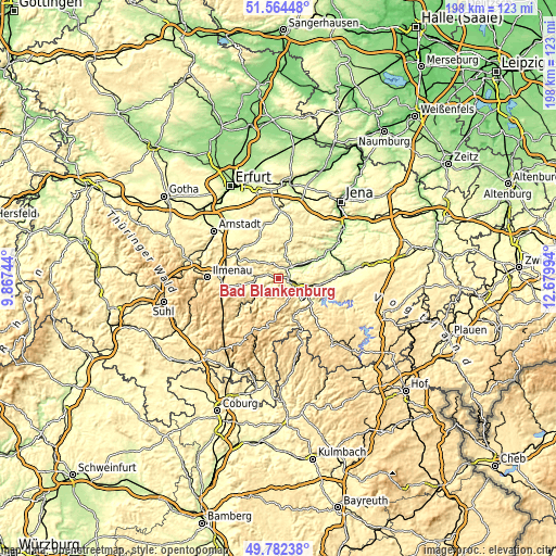 Topographic map of Bad Blankenburg