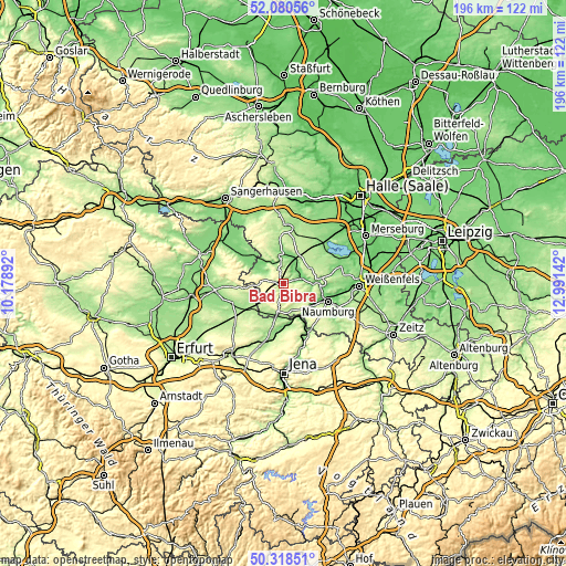 Topographic map of Bad Bibra