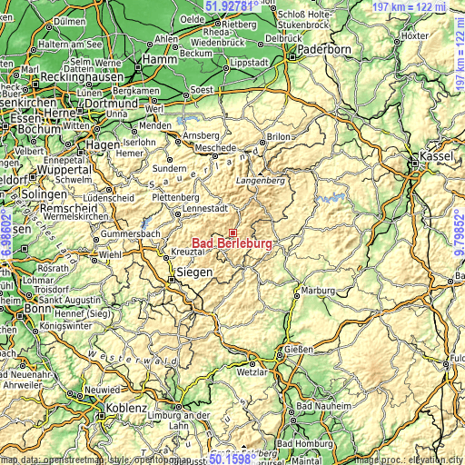 Topographic map of Bad Berleburg
