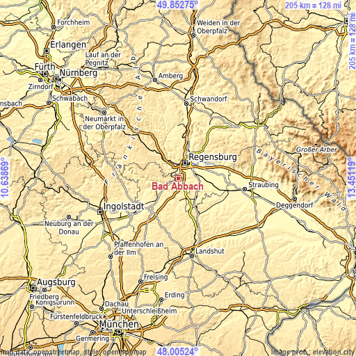 Topographic map of Bad Abbach