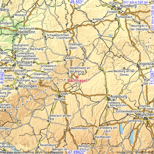 Topographic map of Bachhagel