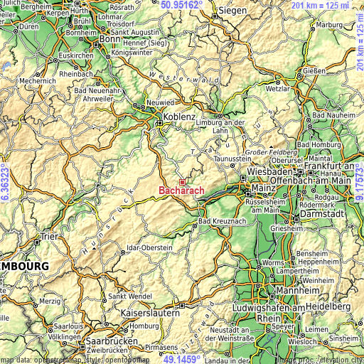 Topographic map of Bacharach