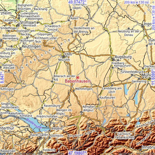 Topographic map of Babenhausen