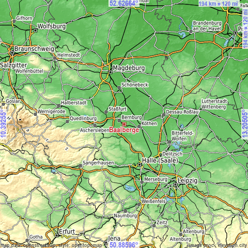 Topographic map of Baalberge