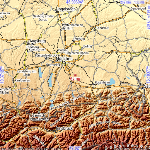 Topographic map of Aying