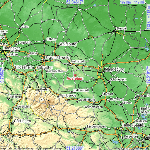 Topographic map of Ausleben