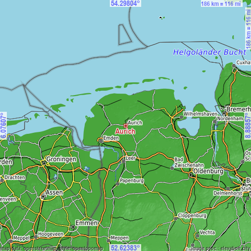 Topographic map of Aurich