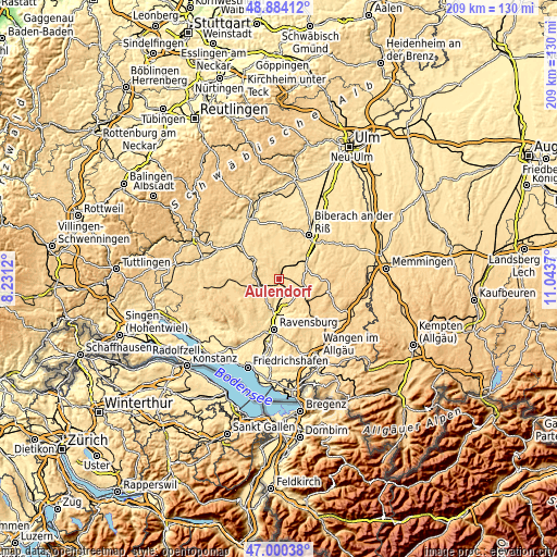 Topographic map of Aulendorf