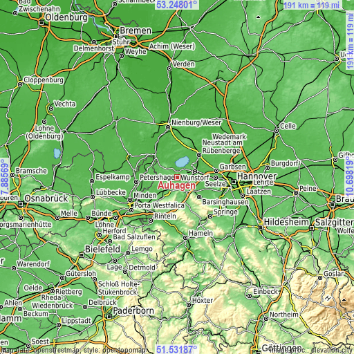 Topographic map of Auhagen