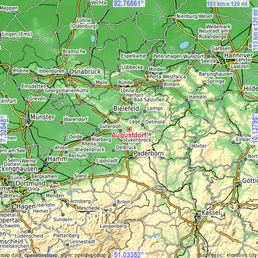 Topographic map of Augustdorf