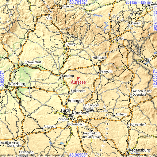 Topographic map of Aufseß