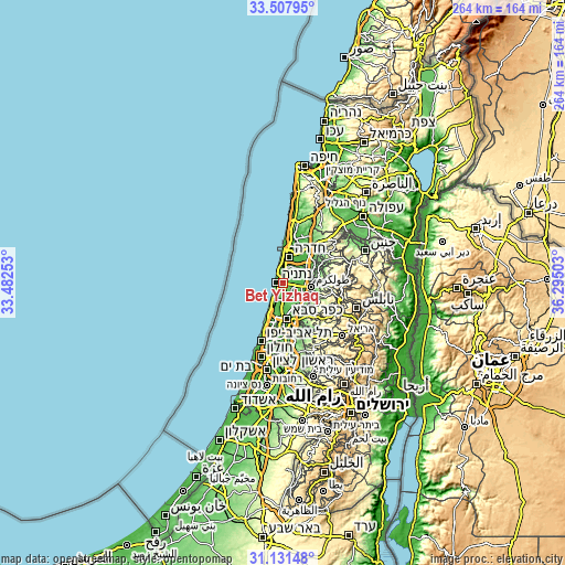 Topographic map of Bet Yiẕẖaq