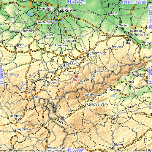 Topographic map of Aue