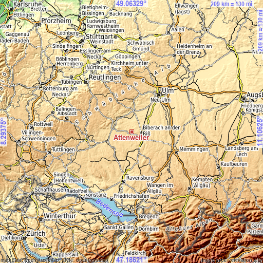 Topographic map of Attenweiler