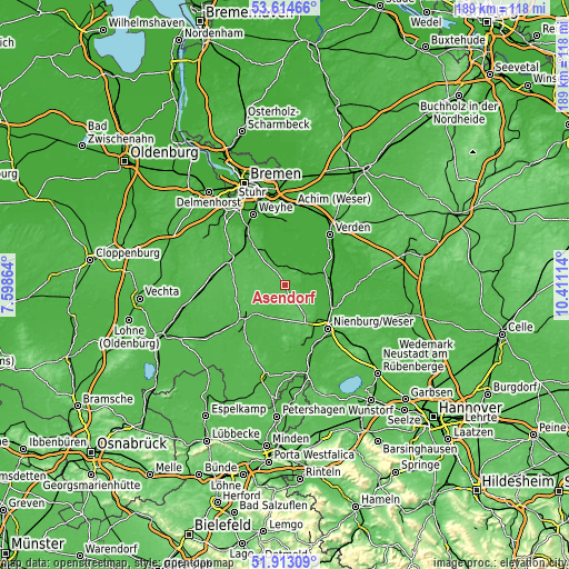 Topographic map of Asendorf