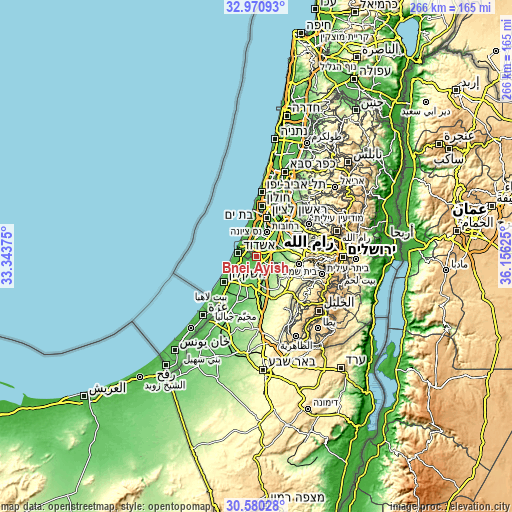 Topographic map of Bnei Ayish