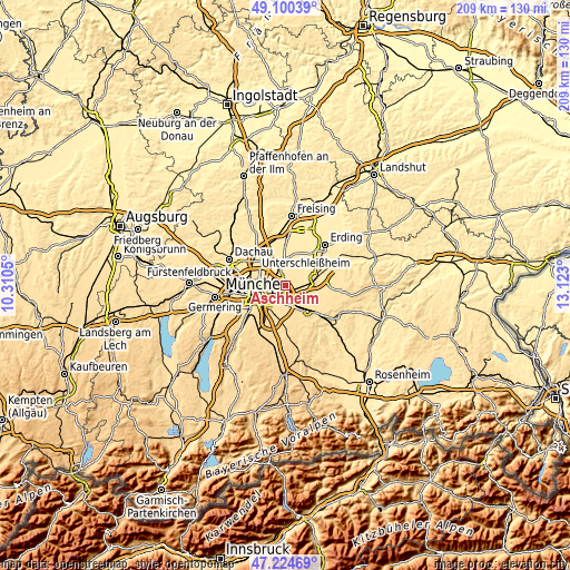 Topographic map of Aschheim