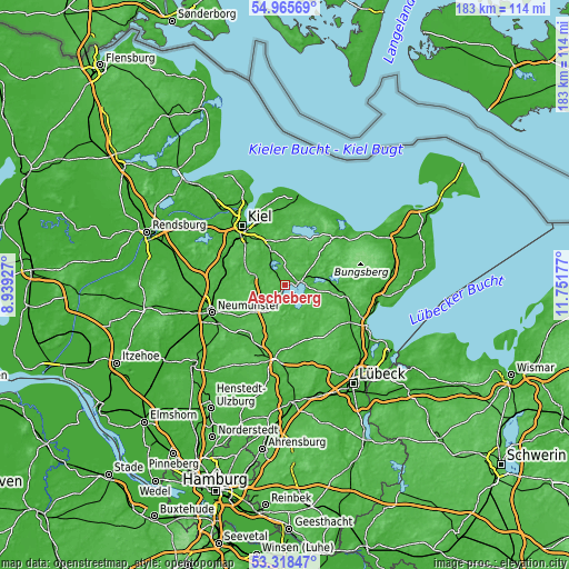 Topographic map of Ascheberg