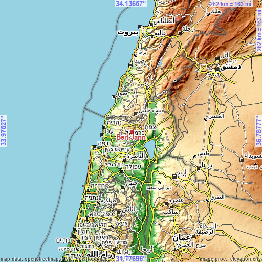 Topographic map of Beit Jann