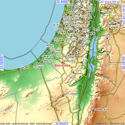 Topographic map of Beersheba