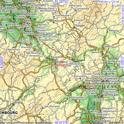 Topographic map of Arzbach